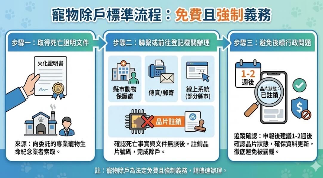 寵物除戶標準流程：免費且強制義務